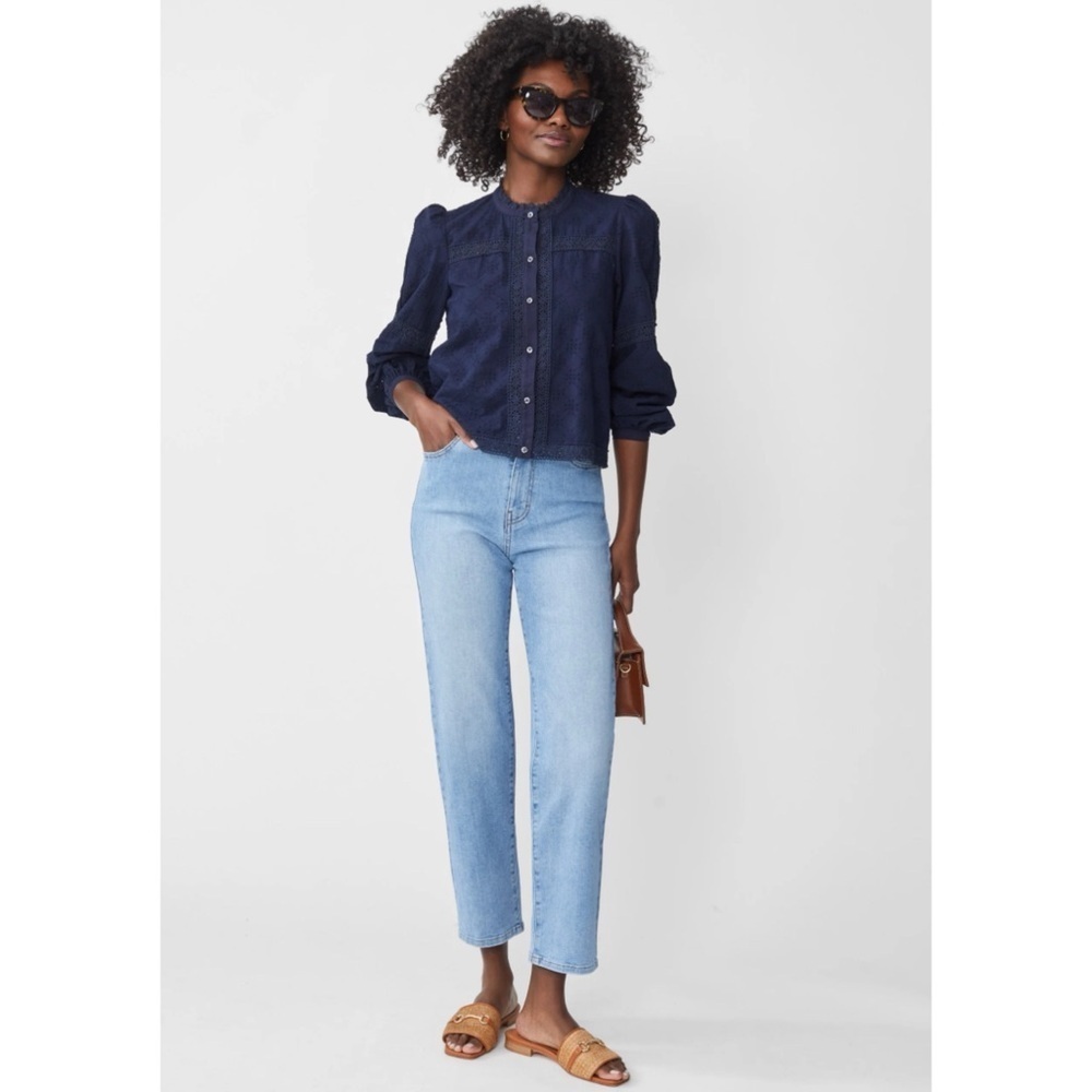 J MCLAUGHLIN GALVESTON JEANS 8 CROPPED STRAIGHT LEG HI RISE STRETCH DENIM